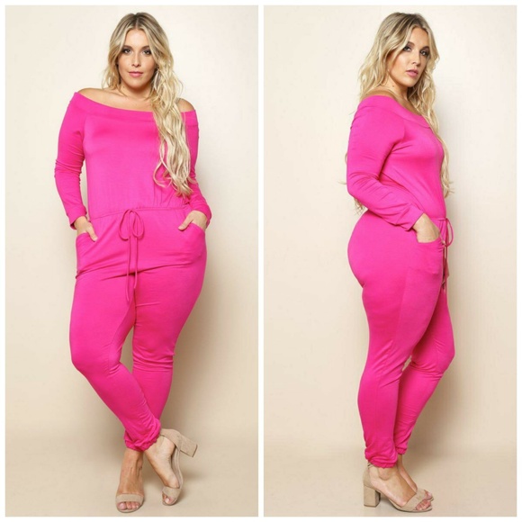 Pants - Plus Size Off The Shoulder Jumpsuit